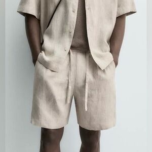 Zara Men's 100% Linen Drawstring Shorts